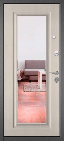 Внутренняя сторона двери Дверь Мастино ТРАСТ ЭКО Зеркало Антрацит / Ларче бьянко (303)