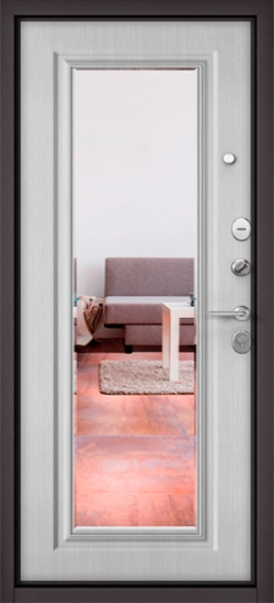 Внутренняя сторона двери Дверь Мастино ТРАСТ МАСС Зеркало Дуб серый / Ларче белый (632)