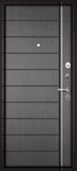 Внутренняя сторона двери Дверь Мастино ТРАСТ МАСС Букле шоколад / Дуб серый (602)