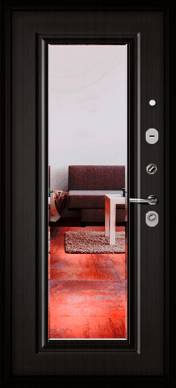 Внутренняя сторона двери Дверь Бульдорс ФЭМИЛИ ЭКО Зеркало Ларче шоколад (202)